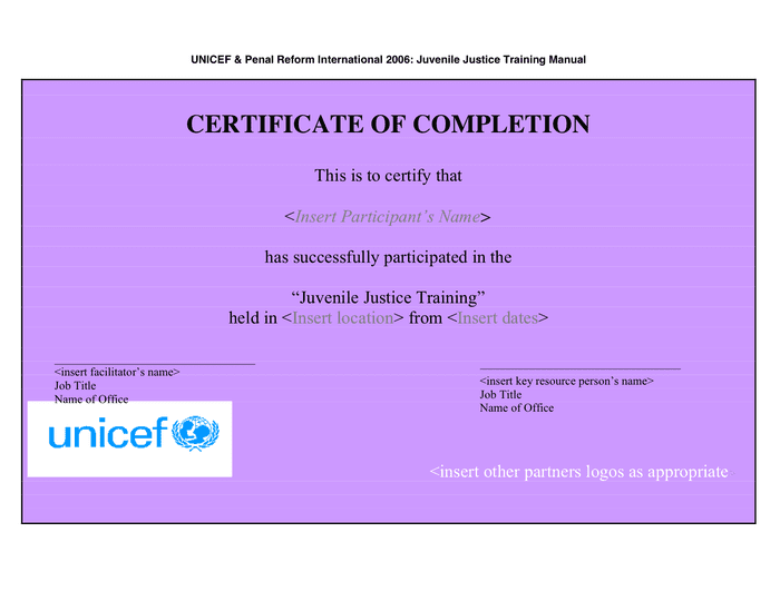Certificate of Completion Template download free documents for PDF