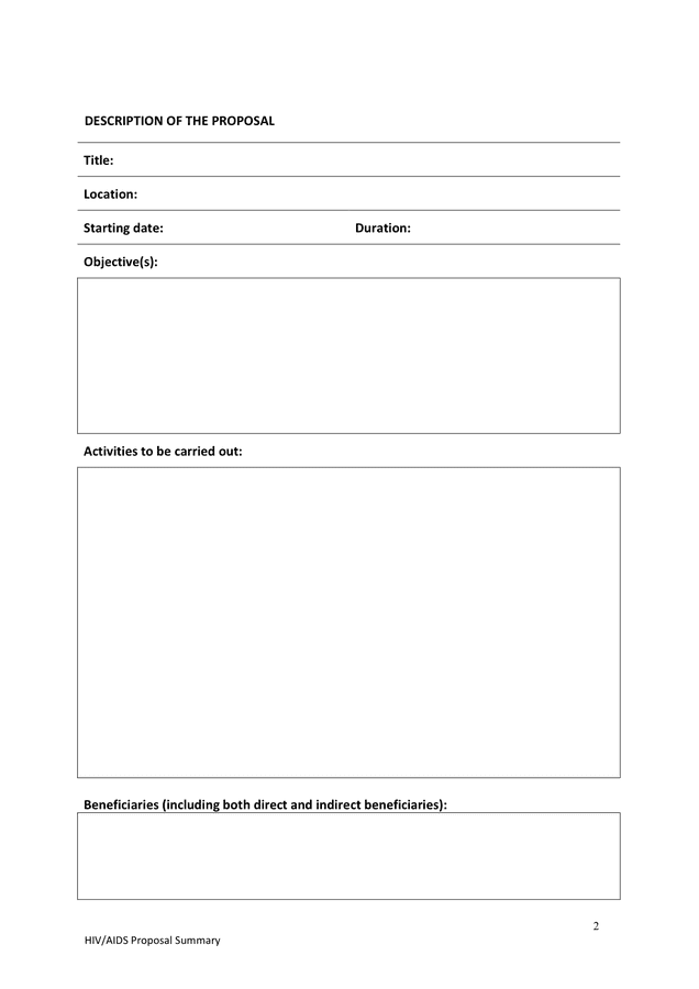 Grant proposal summary template in Word and Pdf formats - page 2 of 5