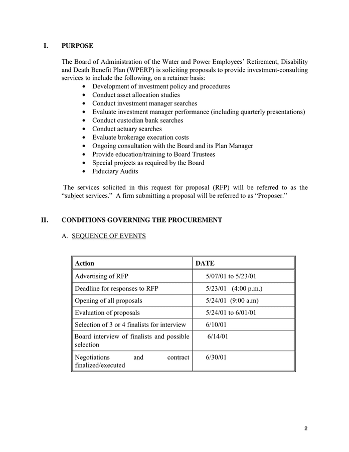 Request for Proposal page 2