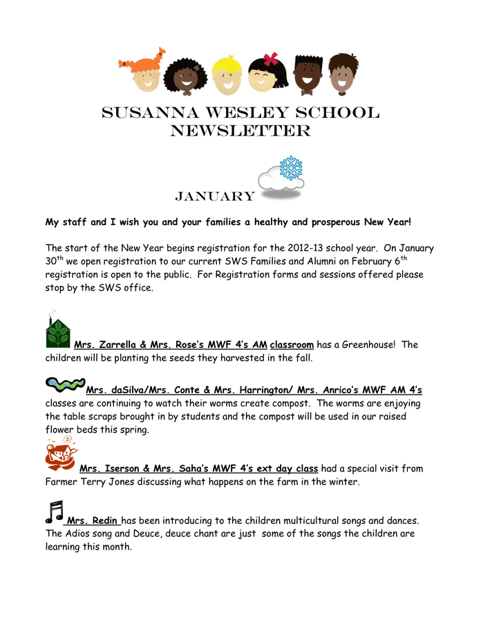 School Newsletter Sample In Word And Pdf Formats