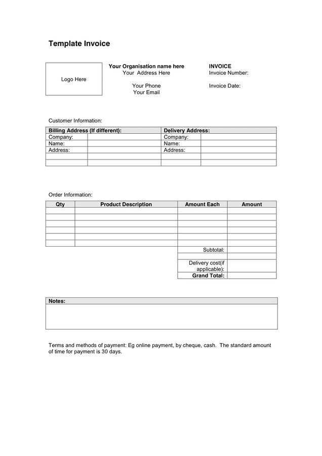 simple invoice template word