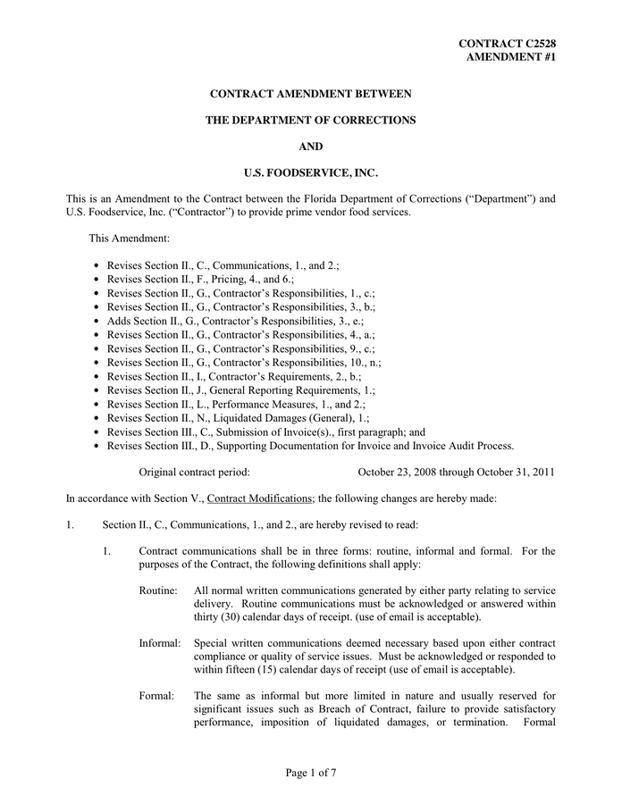 Contract Amendment Template Download Free Documents For Pdf Word And Excel 3395