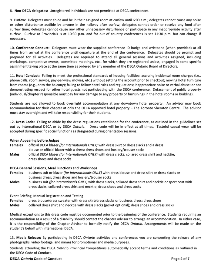 Code of Conduct Sample in Word and Pdf formats - page 2 of 7
