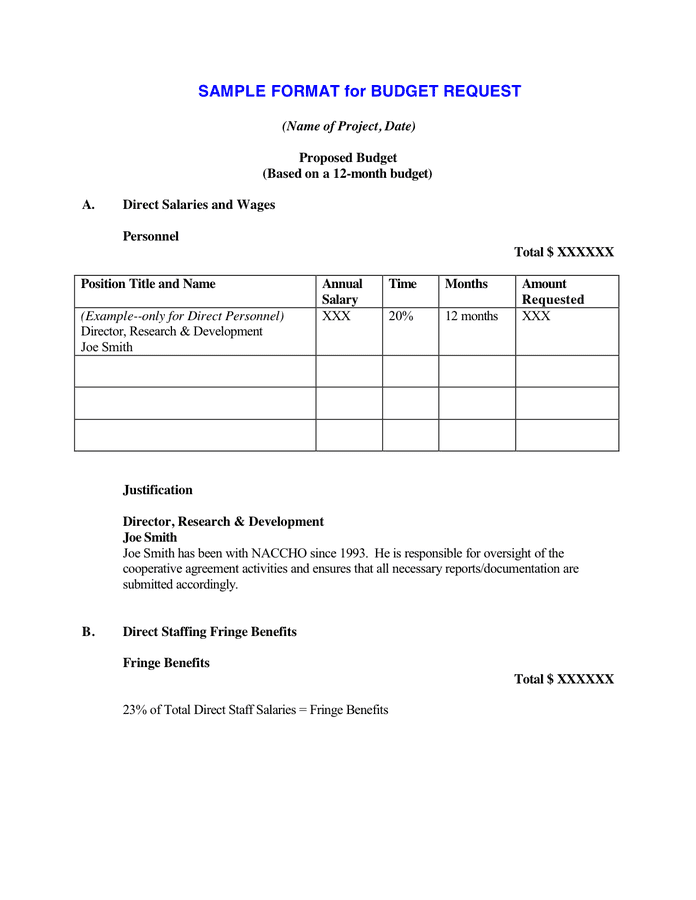 FORMAT For BUDGET PROPOSAL In Word And Pdf Formats