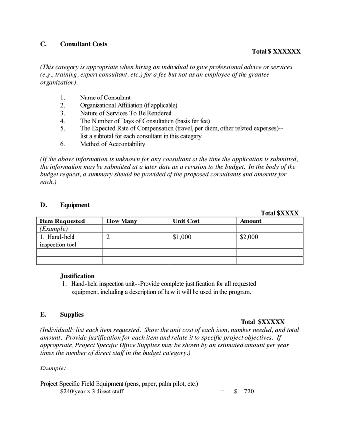 Format For Budget Proposal Format For Budget Proposal