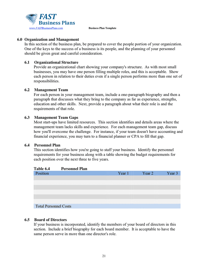 Business Plan Template in Word and Pdf formats - page 21 of 27
