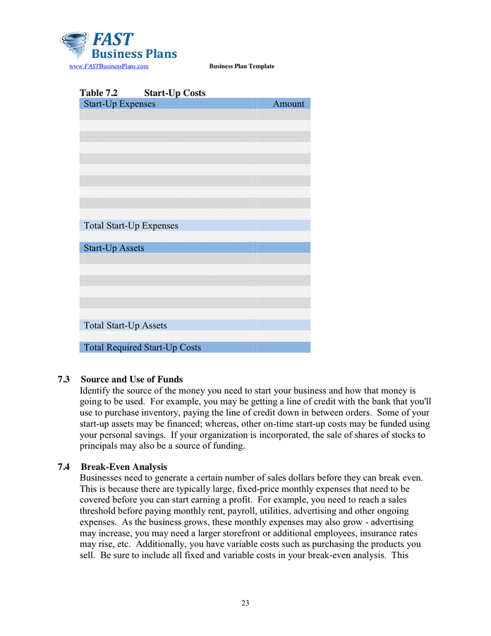 Business Plan Template in Word and Pdf formats - page 23 of 27