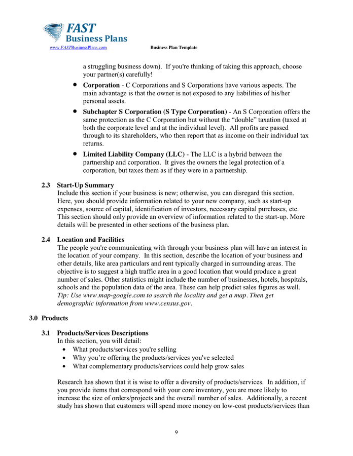Business Plan Template in Word and Pdf formats - page 9 of 27