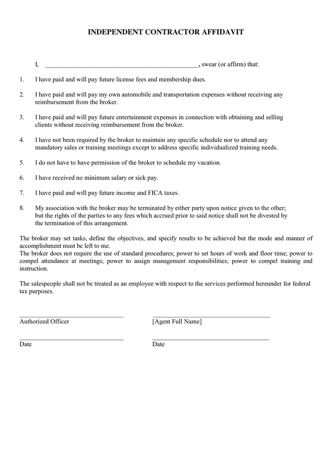 INDEPENDENT CONTRACTOR AGREEMENT in Word and Pdf formats - page 4 of 4