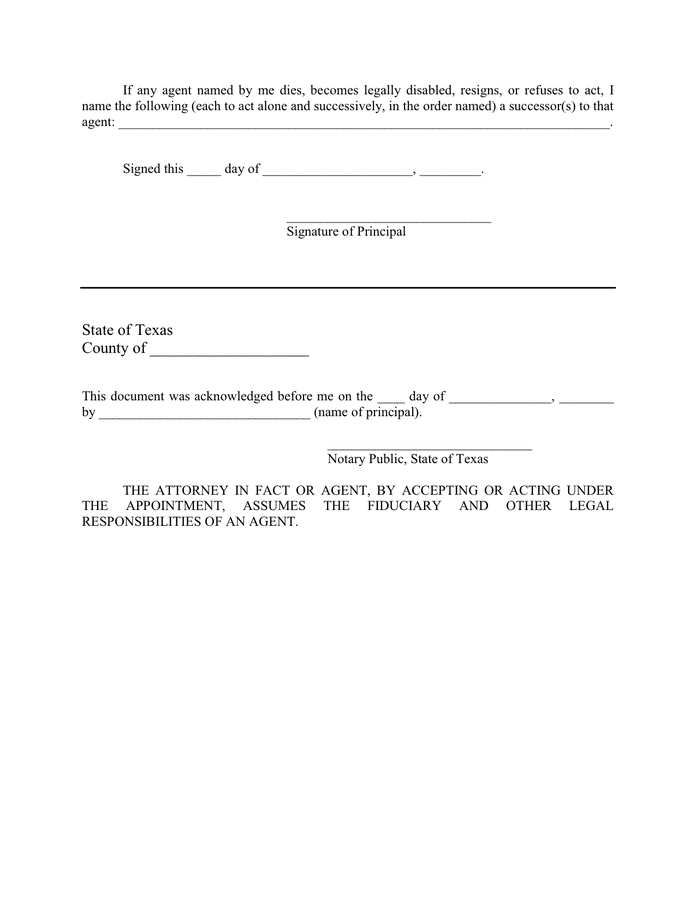 STATUTORY DURABLE POWER OF ATTORNEY in Word and Pdf formats - page 3 of 3