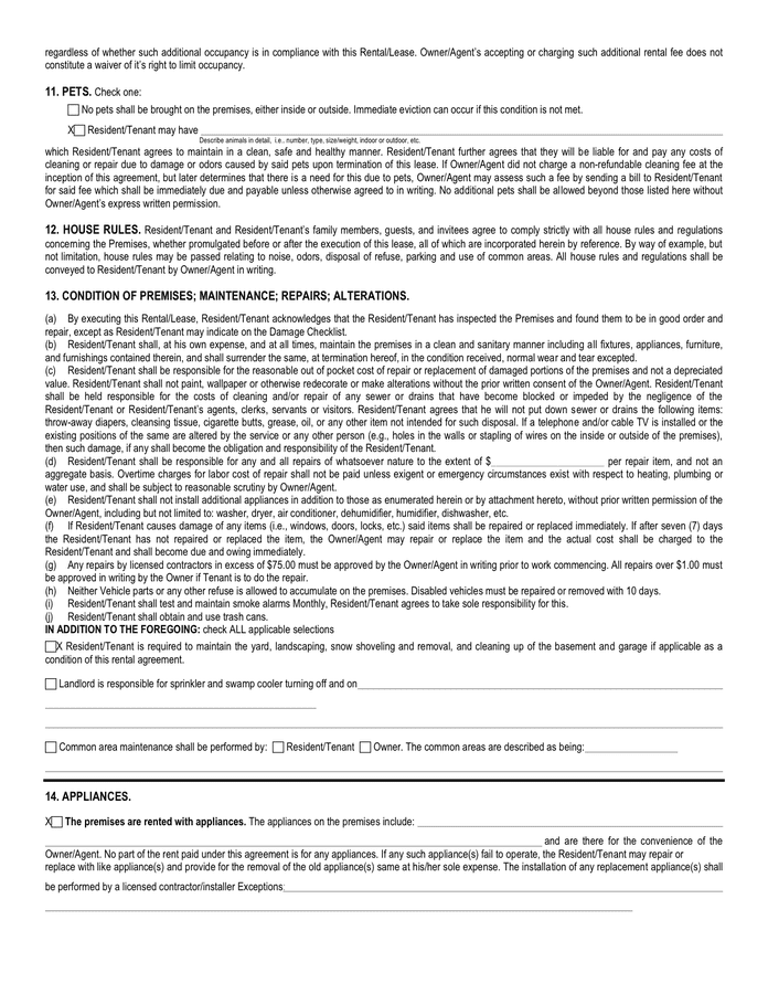 RENTAL/LEASE AGREEMENT in Word and Pdf formats - page 3 of 6