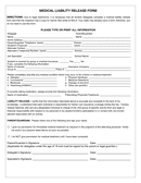 MEDICAL LIABILITY RELEASE FORM page 1 preview
