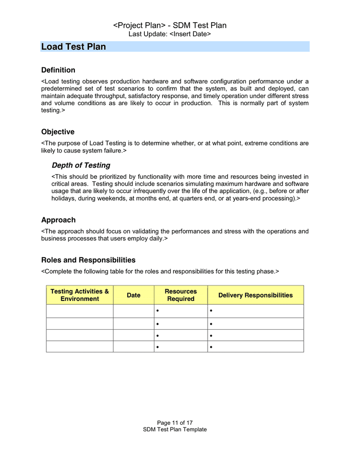 Test Plan Template in Word and Pdf formats - page 11 of 17