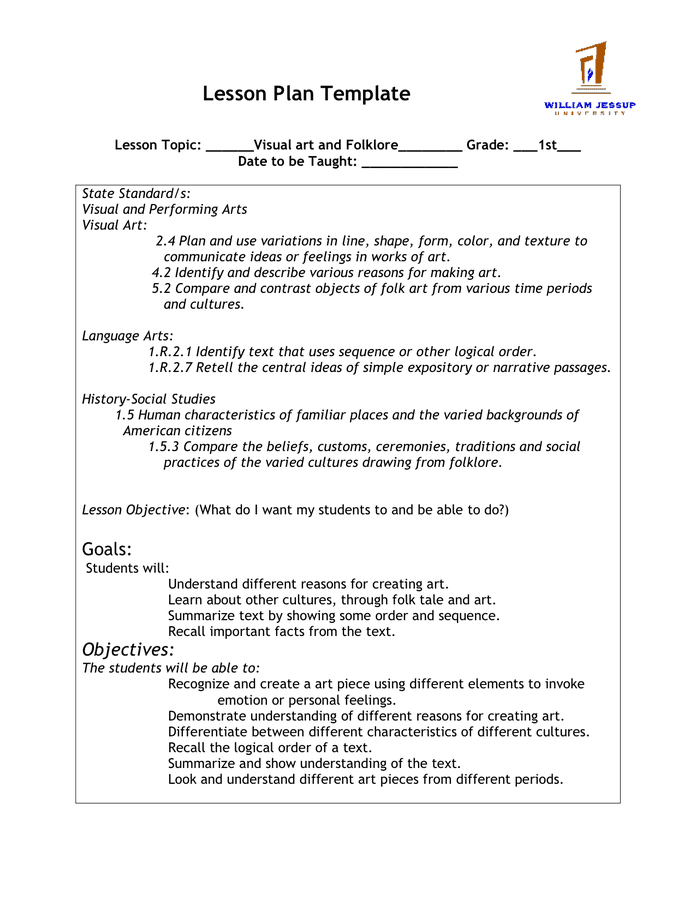 Lesson Plan Template - download free documents for PDF, Word and Excel