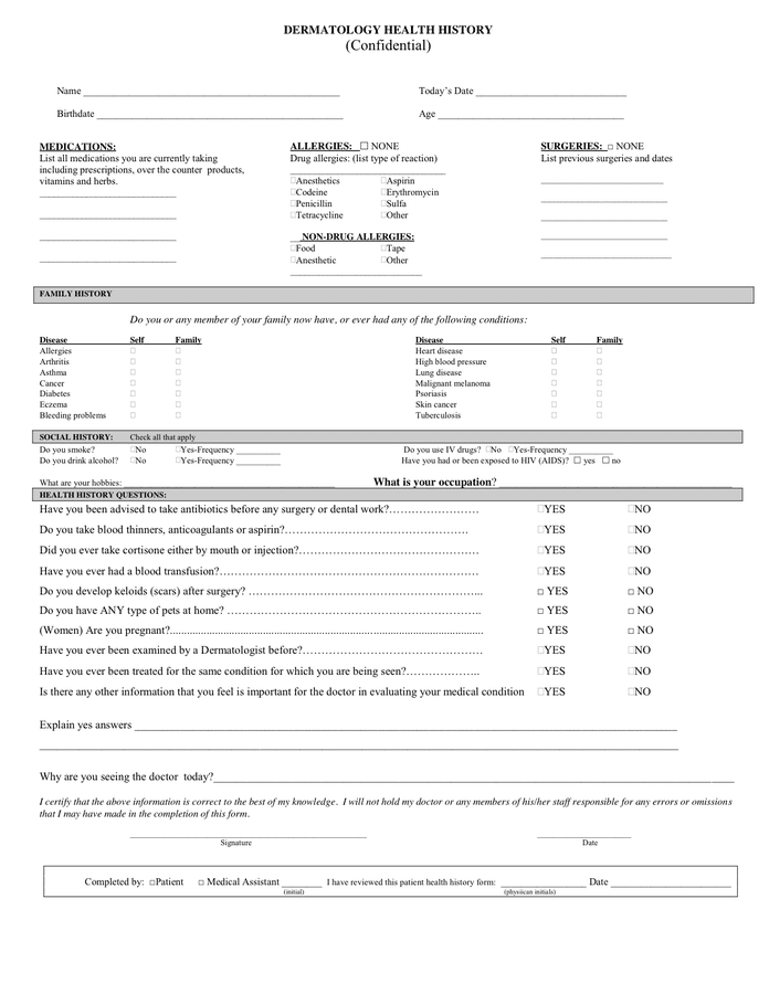 Minor Patient Registration Form in Word and Pdf formats - page 2 of 3