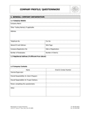 Company profile/ questionnaire page 1 preview