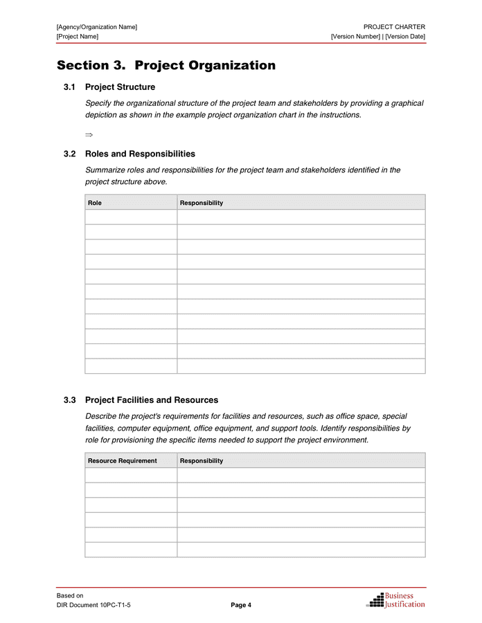 Project Charter Template in Word and Pdf formats - page 8 of 12