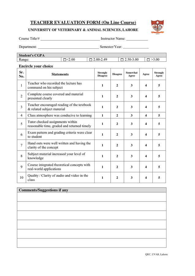 presentation evaluation form template