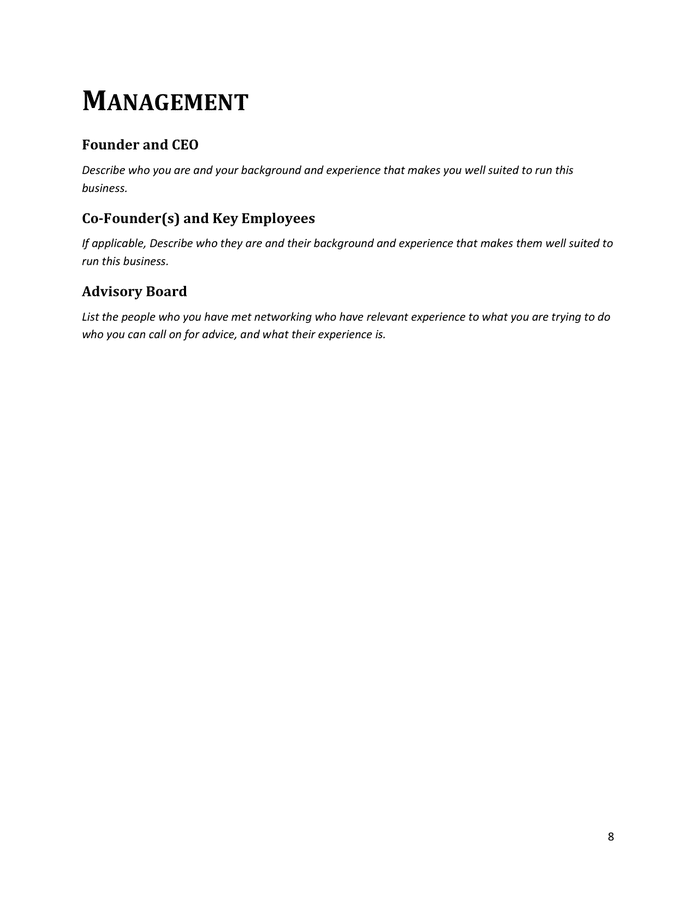 Executive Summary Template In Word And Pdf Formats Page 8 Of 12 1524
