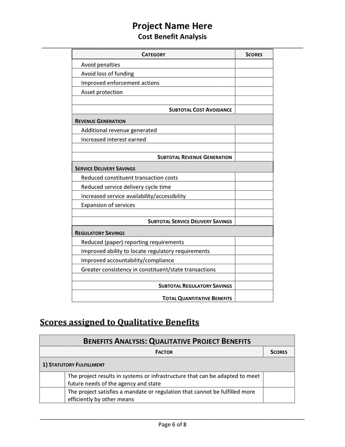 Cost Benefit Analysis in Word and Pdf formats - page 6 of 8