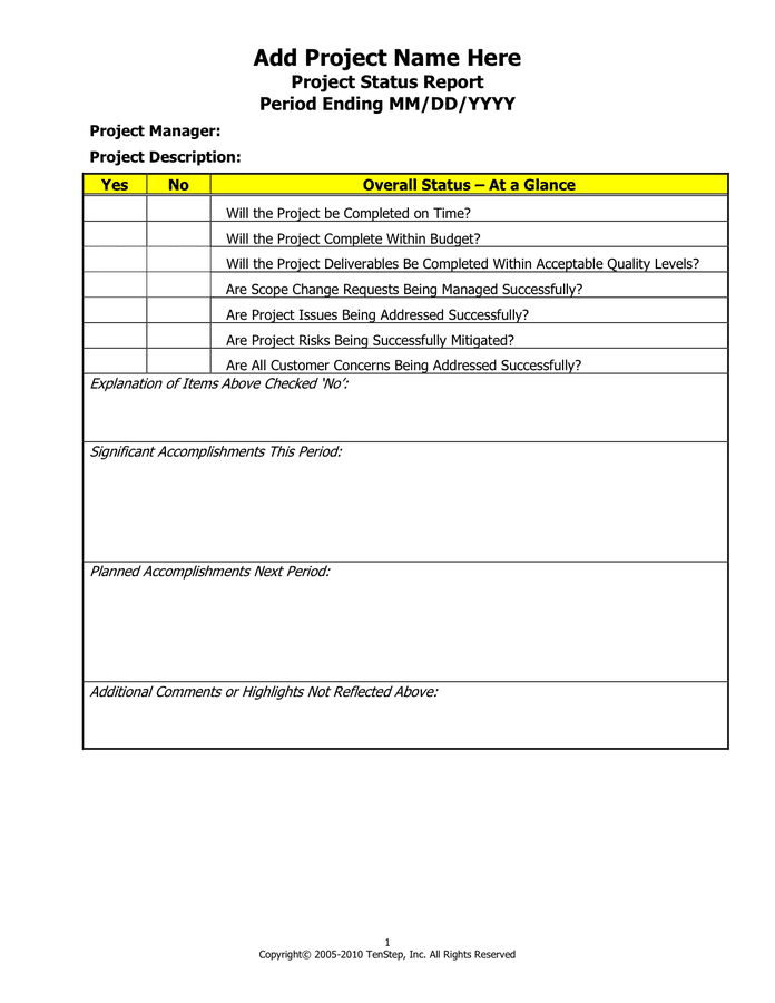 Project Status Report in Word and Pdf formats - page 4 of 5