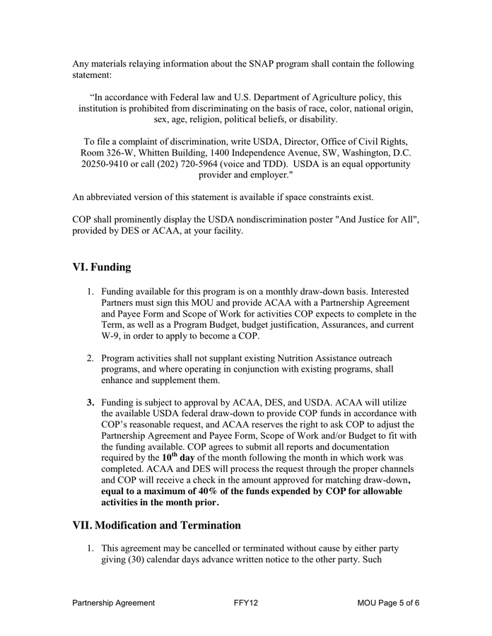 Memorandum of Understanding Template in Word and Pdf formats - page 5 of 6