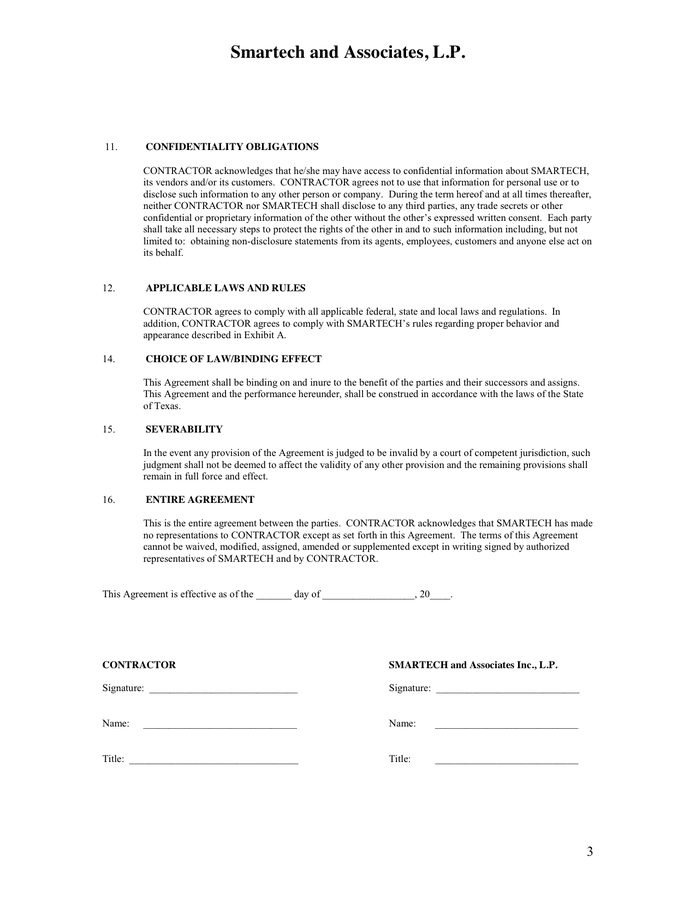 INDEPENDENT CONTRACTOR AGREEMENT in Word and Pdf formats - page 3 of 5