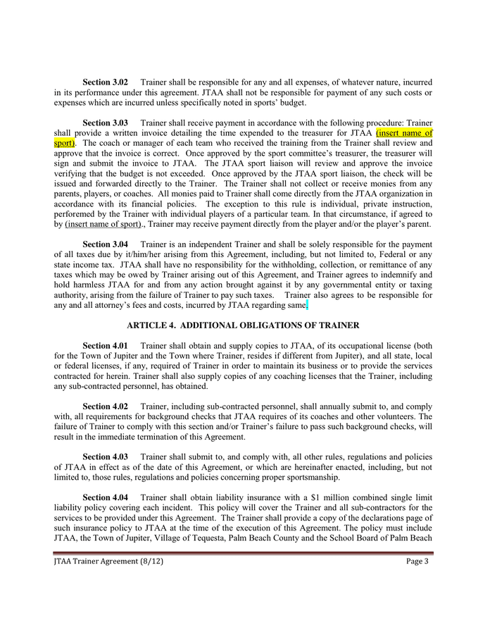 INDEPENDENT CONTRACTOR AGREEMENT in Word and Pdf formats - page 3 of 7