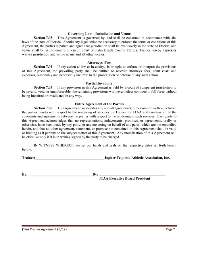 INDEPENDENT CONTRACTOR AGREEMENT in Word and Pdf formats - page 7 of 7