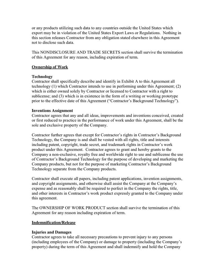 Independent Contractor Agreement in Word and Pdf formats - page 3 of 6