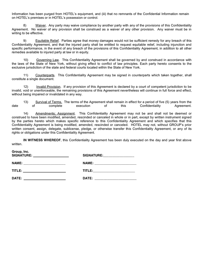 CONFIDENTIALITY AGREEMENT in Word and Pdf formats - page 3 of 3