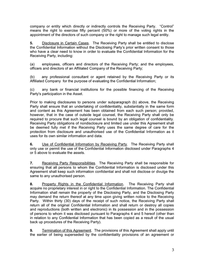 CONFIDENTIALITY AGREEMENT in Word and Pdf formats - page 3 of 6