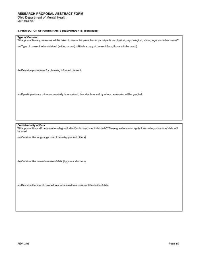 Research proposal abstract form in Word and Pdf formats - page 3 of 9
