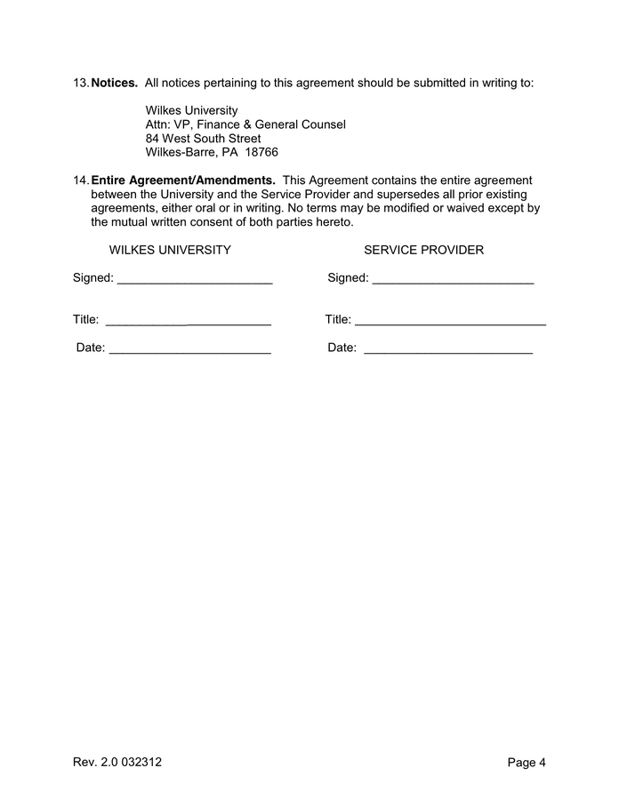 SERVICE AGREEMENT in Word and Pdf formats - page 4 of 4