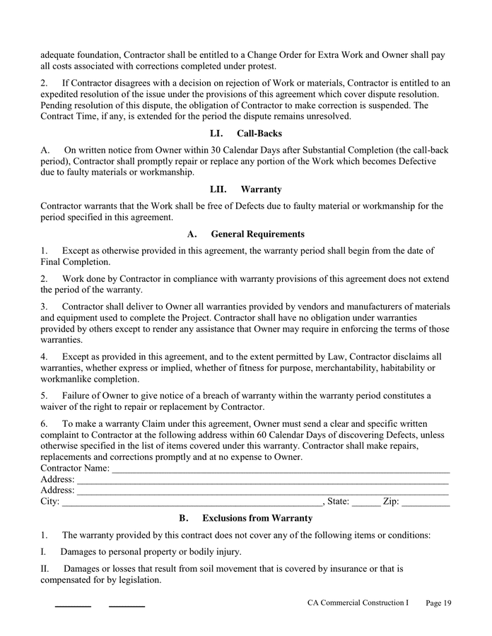 Construction Contract in Word and Pdf formats - page 19 of 38