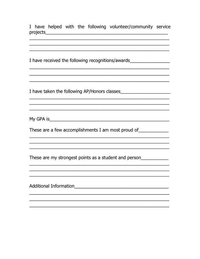 Letter of Recommendation Request Form in Word and Pdf formats - page 2 of 2