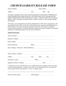 Church liability release form page 1 preview