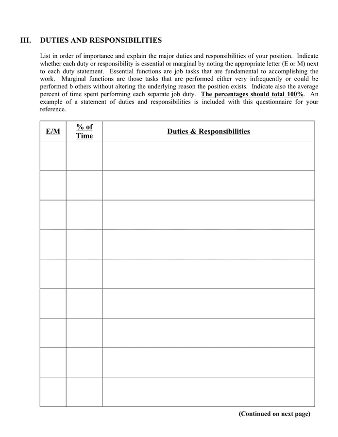 Accounting job analysis questionnaire