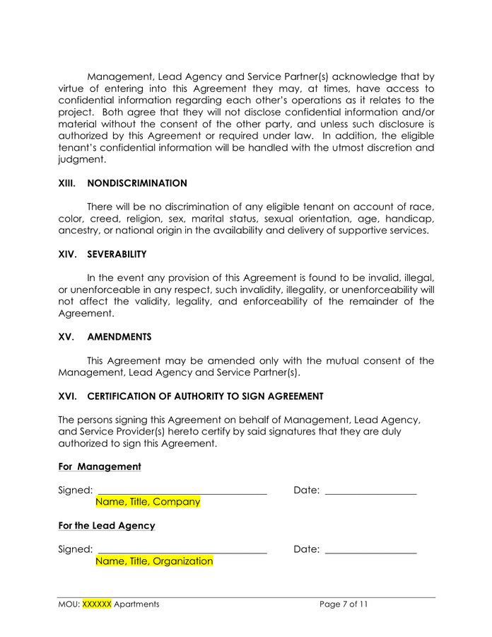 Memorandum of understanding sample in Word and Pdf formats - page 7 of 11