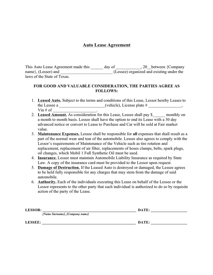 Equipment Lease Agreement - download free documents for PDF, Word and Excel