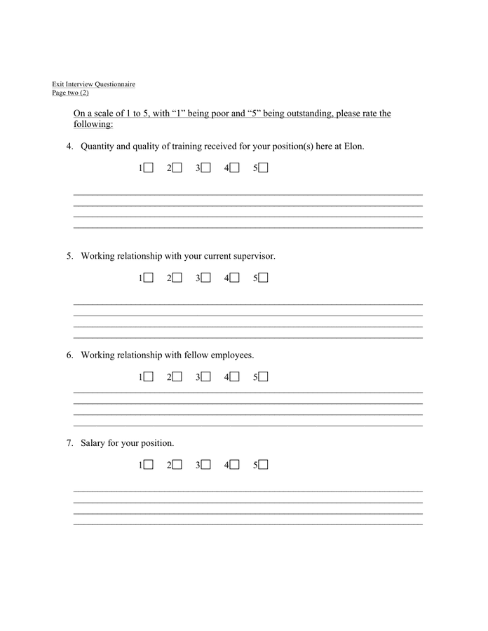 University exit interview questionnaire in Word and Pdf formats - page ...