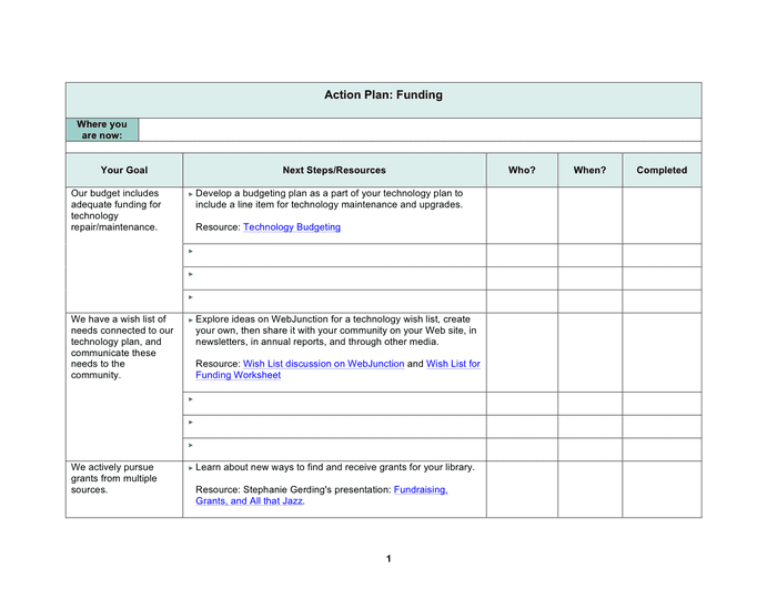 Action plan template preview