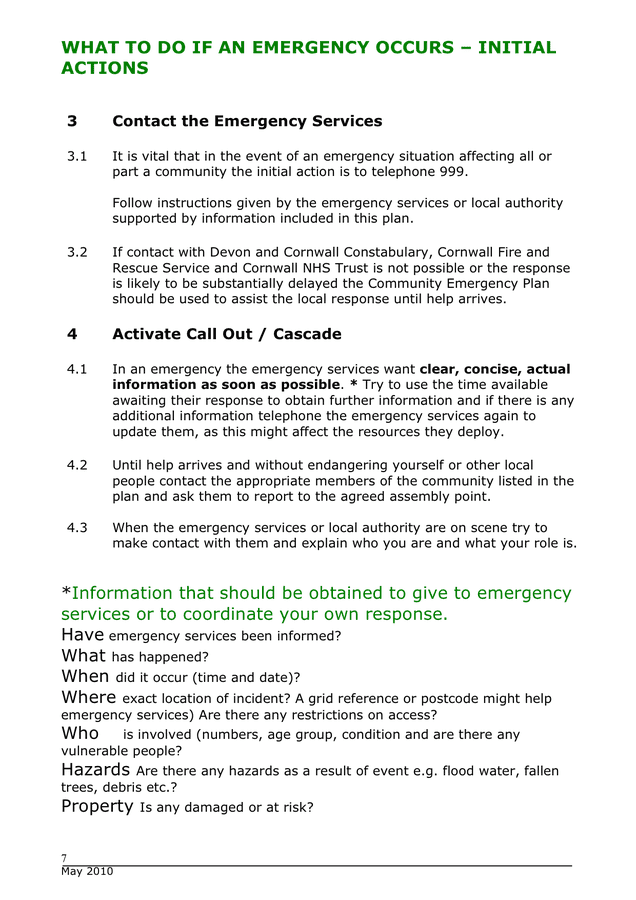 Community emergency plan template in Word and Pdf formats - page 7 of 17