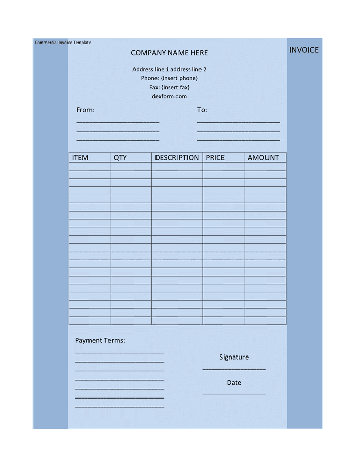 commercial invoice template download free documents for pdf word and excel