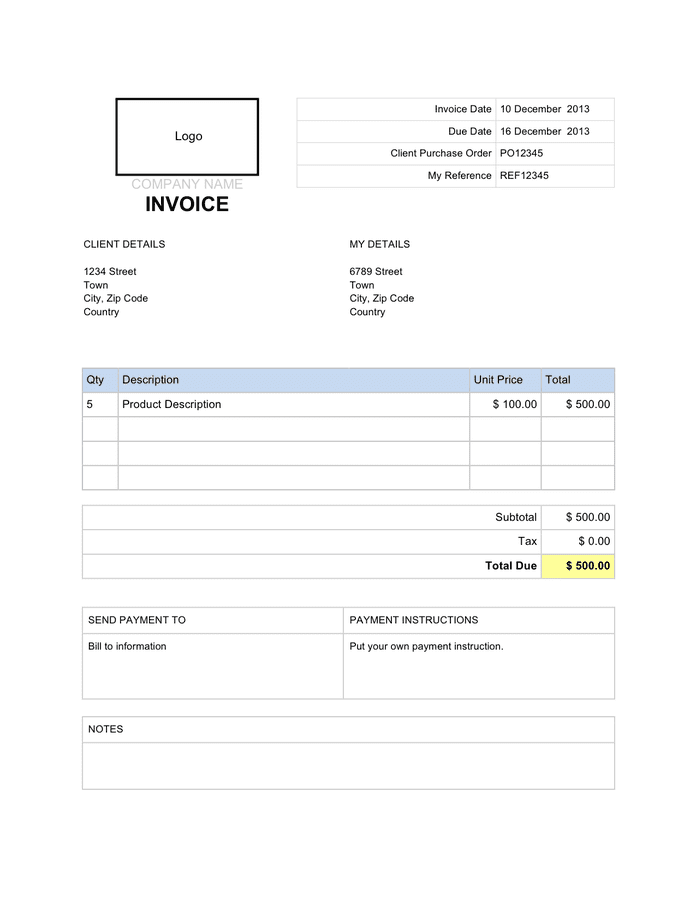 Commercial Invoice Template - download free documents for PDF, Word and ...