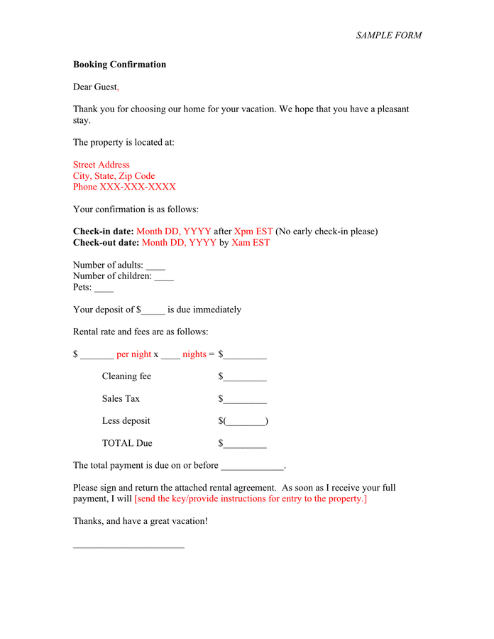 Short term rental agreement template in Word and Pdf formats