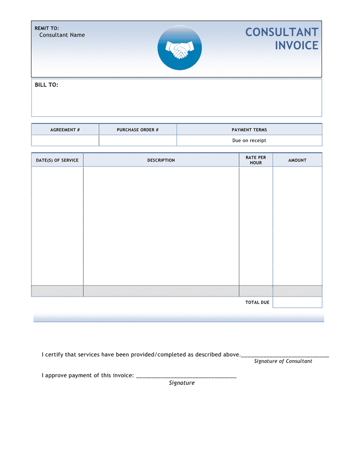 Consulting Invoice Template download free documents for PDF, Word and