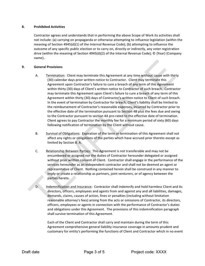 Contract template for consulting services in Word and Pdf formats