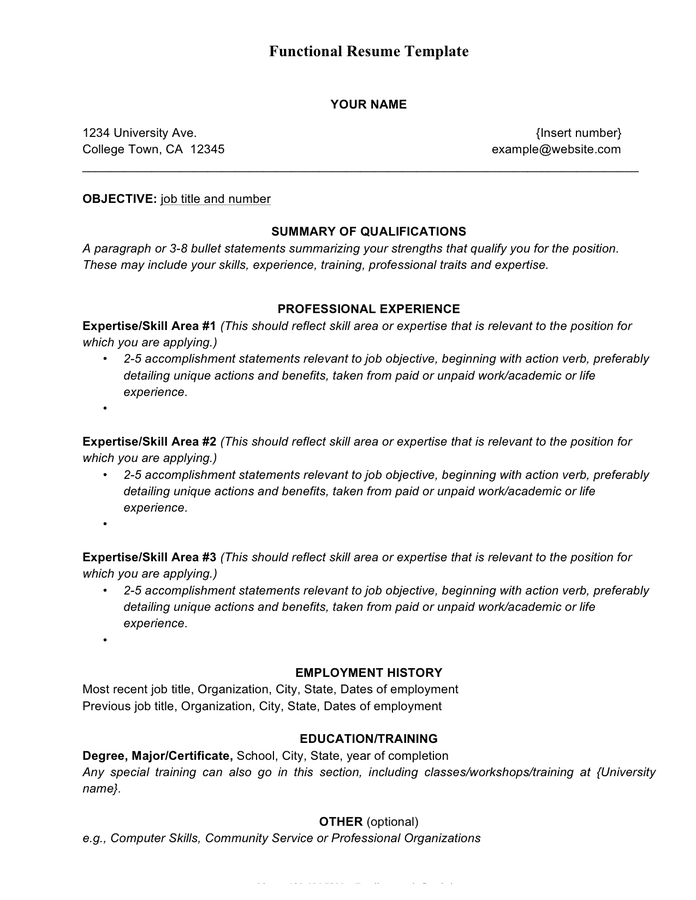 functional resume word template