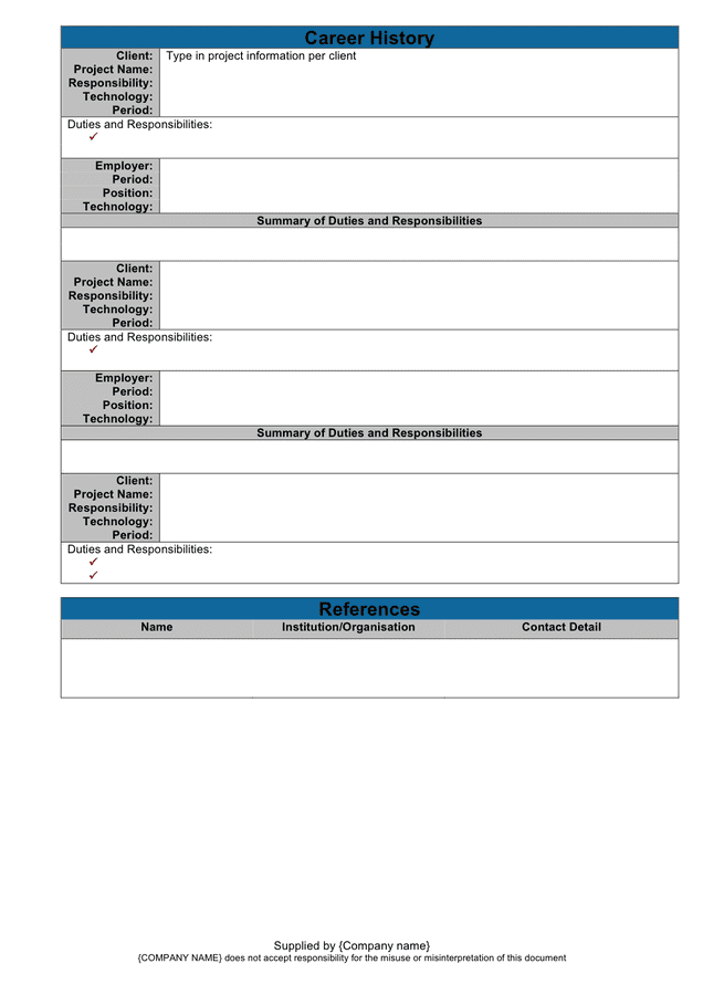 Curriculum vitae template in Word and Pdf formats - page 4 of 4